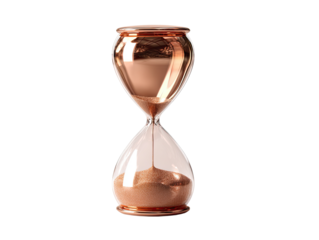 Rose gold hourglass, isolated