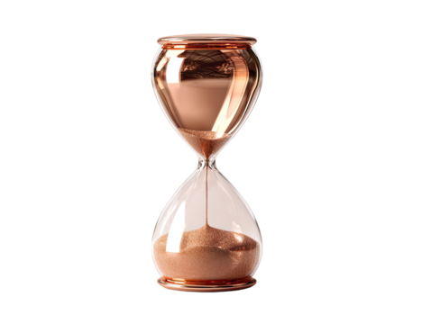 Rose gold hourglass, isolated