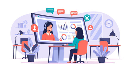 Remote assistance and digital communication support through virtual meetings