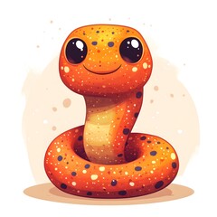 A cheerful, cartoon snake with large eyes.