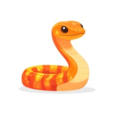 Fototapeta premium Cute orange and yellow striped snake illustration.