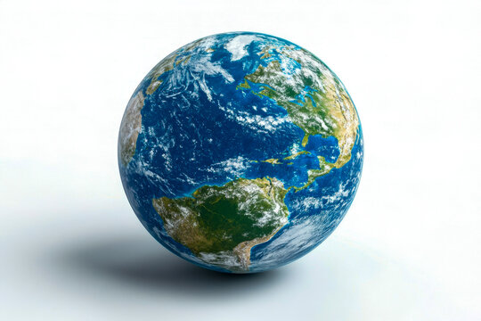 A globe rotates showcasing the Americas with green and brown landmasses and blue oceans under a bright white background