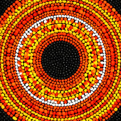 Candy Corn Pattern with Black Circle Overlay at Center