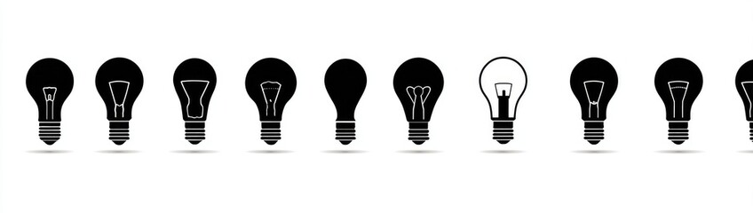 Row of black lightbulb icons, one illuminated