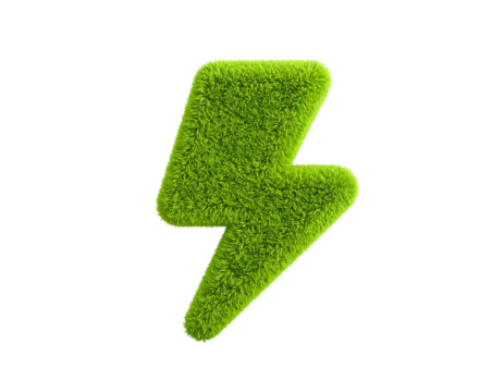 Green Energy Symbol: Lush Grass Lightning Bolt Graphic for Eco-Friendly Projects - Powered by Adobe