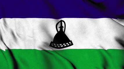 Lesotho national flag with Basotho hat emblem