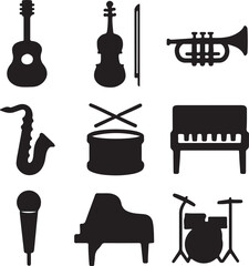 a set of musical equipment icons vector