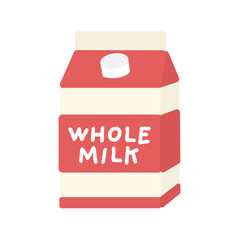 紙パック入りの成分無調整牛乳（ホール・ミルク）　イラスト