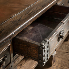 Aged Oak Desk with Leather Document Holder