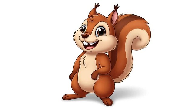 Cartoon Squirrel Pointing on White Background Animation