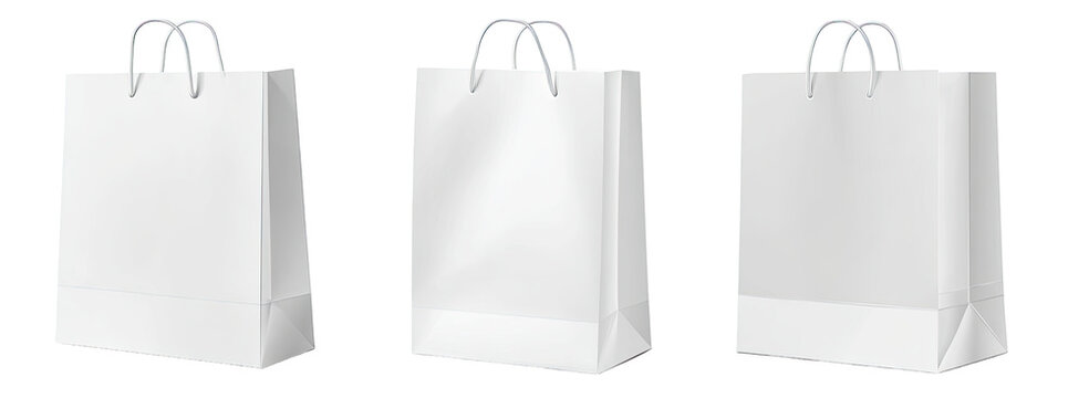 Three white paper shopping bags