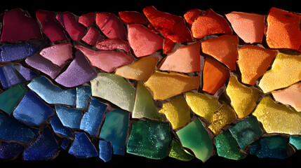 Shattered glass mosaic reforming into the concept of progress