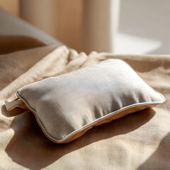 Silk Eye Pillow on Linen with Stitching Detail and Soft Focus