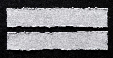 Two horizontal strips of torn white paper on a dark background