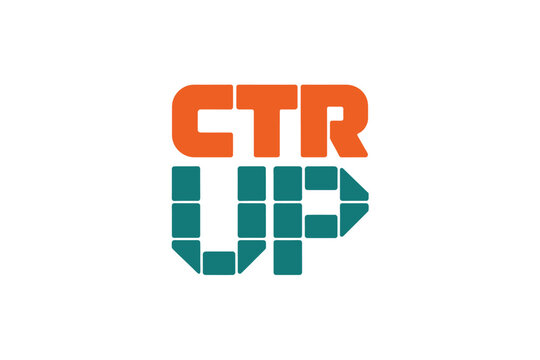 A graphic logo featuring the letters ctr in orange above the letters up in green pixelated style