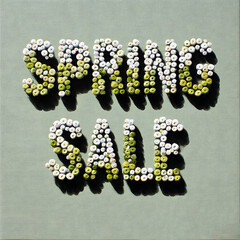 Spring Sale with Flower Bud Dotting the "i" in Pastel Design