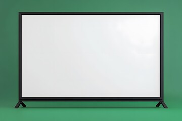 Blank television screen on a solid green background.