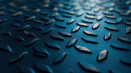 Dark Diamond Plate Patterned Floor With Repeating Geometric Shapes