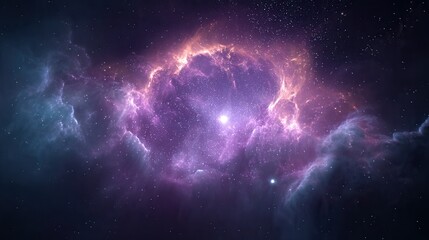 Fototapeta premium Spectacular Purple Nebula and Galaxy in Deep Outer Space