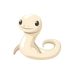 Fototapeta premium Cute, light beige reptile character with large eyes.