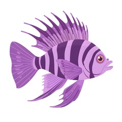 Vibrant purple fish with intricate stripes and fins.