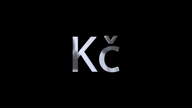 3d glossy czech koruna icon animation on transparent, golden color. loopable animation