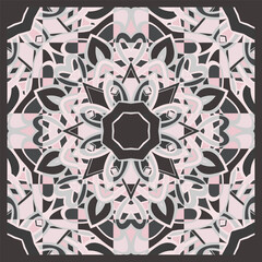 Creative trendy color abstract geometric pattern in white pink black, vector seamless, can be used for printing onto fabric, interior, design, textile. Frame.