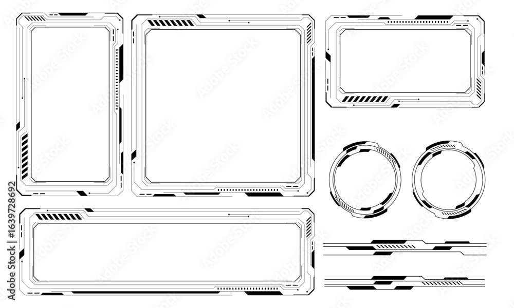 Poster hud frames black grey user interface elements design modern technology futuristic control panel scre