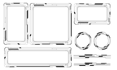 Hud frames black grey user interface elements design modern technology futuristic control panel screen digital hologram window gaming menu touching cyber monitor set on white background vector © patthana