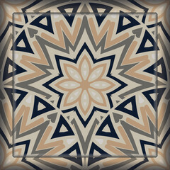 Creative trendy color abstract geometric mandala pattern in beige olive apricot black, vector seamless, can be used for printing onto fabric, interior, design, textile