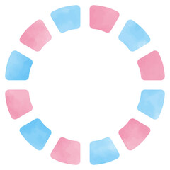 水彩のおしゃれなベクターのサークルフレーム　青　赤