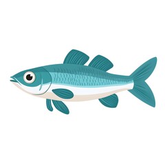 Side view of a stylized illustration of a fish.