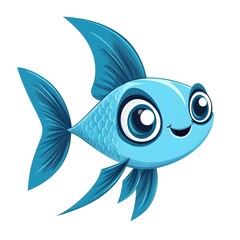Cheerful blue fish with large eyes.