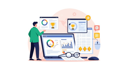Visualizing business success, analyzing financial data for corporate growth