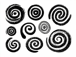 Collection of textured spiral shapes