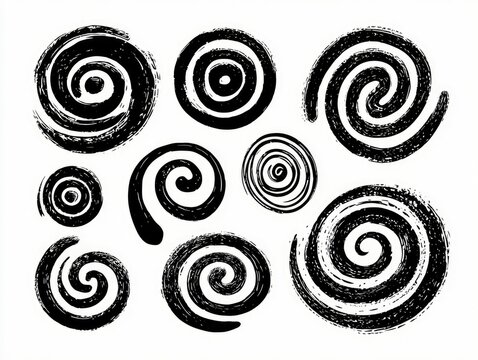 Collection of textured spiral shapes - Powered by Adobe