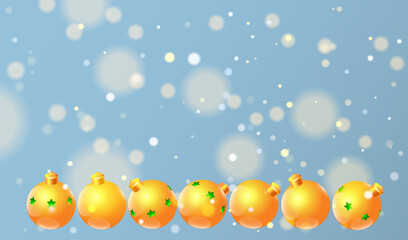 Background with defocused glowing lights effect and realistic 3D objects