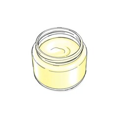 Creamy jar with pale yellow, and skincare.