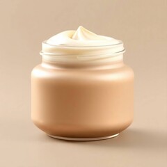 Creamy lotion in glass jar.