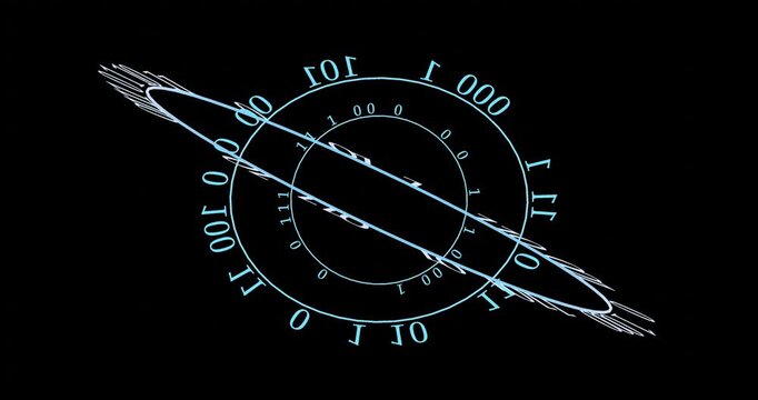 2進数のデジタル数字がランダムに出現し回転するアニメーション：背景透過
