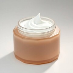 Creamy moisturizer in jar.