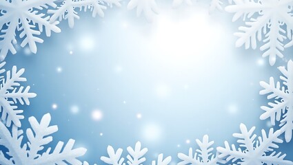Winter snowflake border with soft bokeh lights background