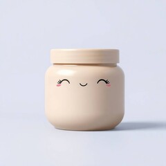 Cute Cream Jar with Happy Face, and Pastel.