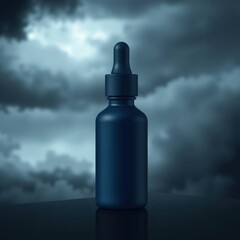 Dark Blue Bottle with Stormy Sky.