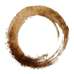 Circular, textured, coffee-colored ring against a black background.  A stained, painted effect creates a rustic, organic feel to the perimeter