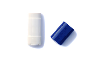 Sun stick on white background, sunscreen