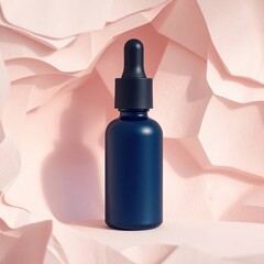 Dark Blue Dropper Bottle on Pink.