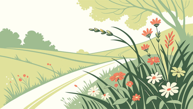 Spring Countryside Road Vector.eps