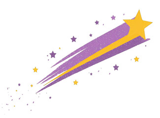 Shooting star,  purple,  yellow,  stars,  night sky