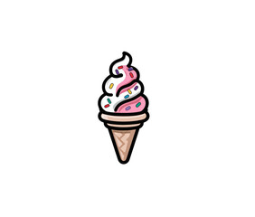 Cartoon ice cream cone with swirls and sprinkles